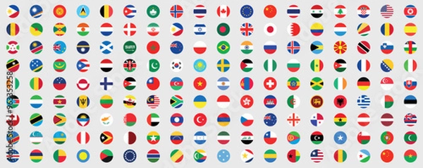 Obraz National flags in circle shape. National flags set. World flags. Flags of countries. 