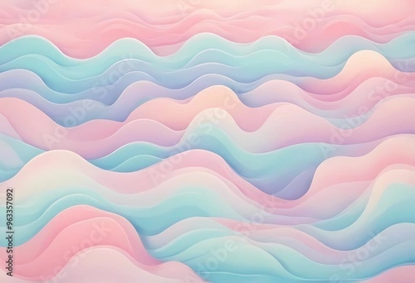 Fototapeta Gradient soft abstract waves with pastel color style 3d rendering