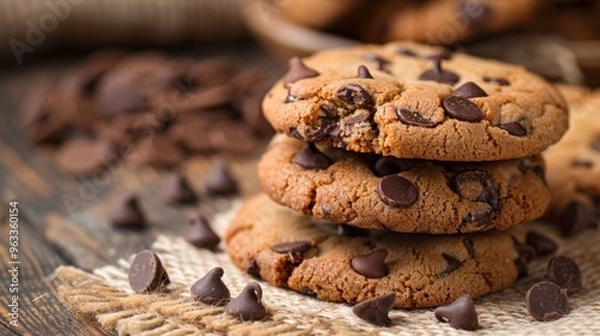 Obraz chocolate chip cookies on a plate