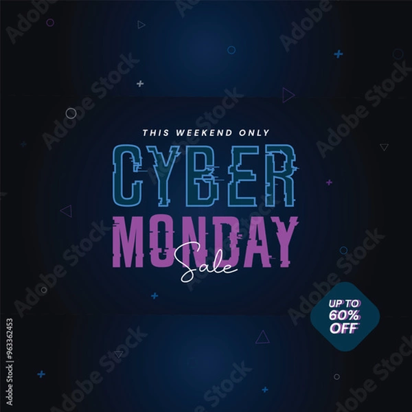 Obraz Cyber Monday Sale Typography Banner, poster, social media advertisement Cyber Monday Deal with discount Background