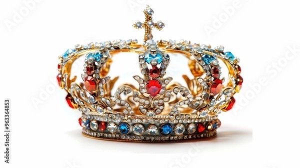 Obraz king or queen crown on white background