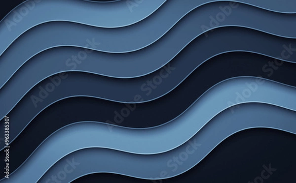 Fototapeta Abstract curve waves line. Layout  paper cut illustration. Abstract wavy background. Paper cut banner.