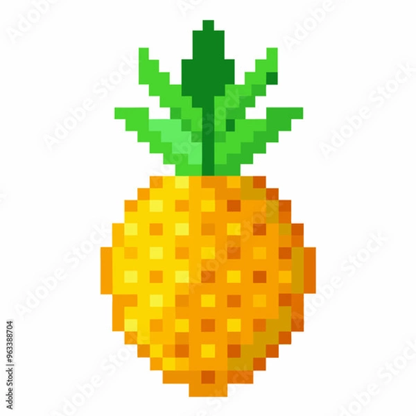 Fototapeta Pixel Art Pineapple Icon   Retro 8 Bit Styled Fruit Illustration for Digital and Print Projects