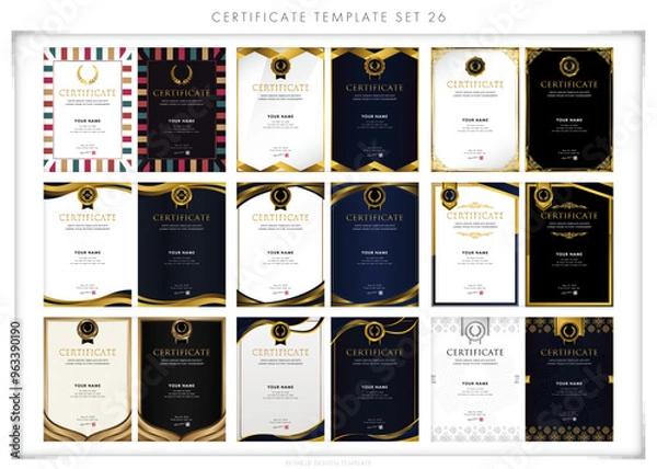 Obraz 賞状セット26　certificate　ディプロマ　表彰状　フレームデザイン