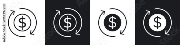 Fototapeta Cash flow icon in filled and stroke