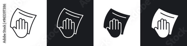 Fototapeta Cleaning cloth icon in filled and stroke