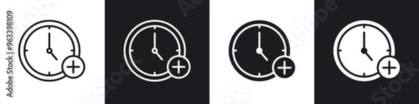 Fototapeta Extra hours icon in filled and stroke