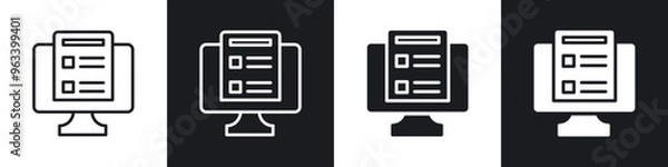 Fototapeta Online exam test icon in filled and stroke