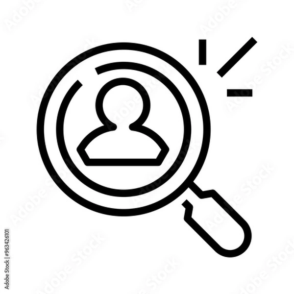 Fototapeta magnifying glass with user icon