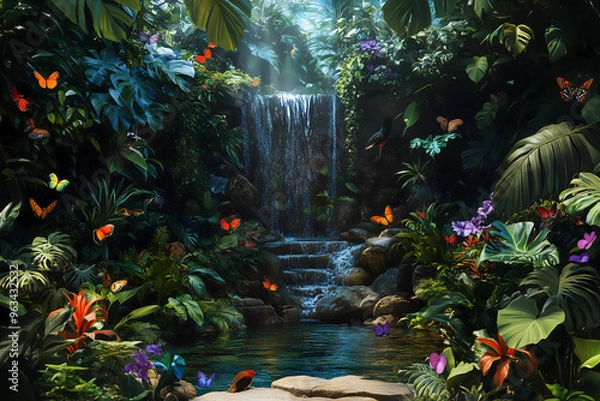 Obraz Mysterious Magical jungle woods view 