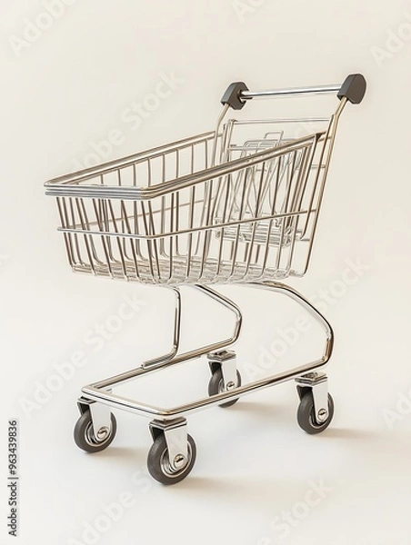 Fototapeta Classic Wireframe Cart
A classic wireframe shopping cart with four wheels and a basket, placed on a neutral background, with studio lighting casting soft shadows.
