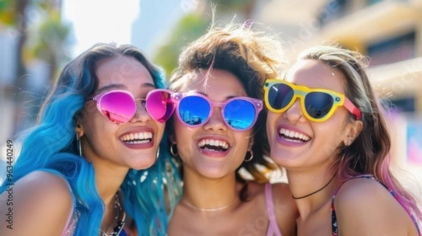 Obraz The Women Wearing Colorful Sunglasses