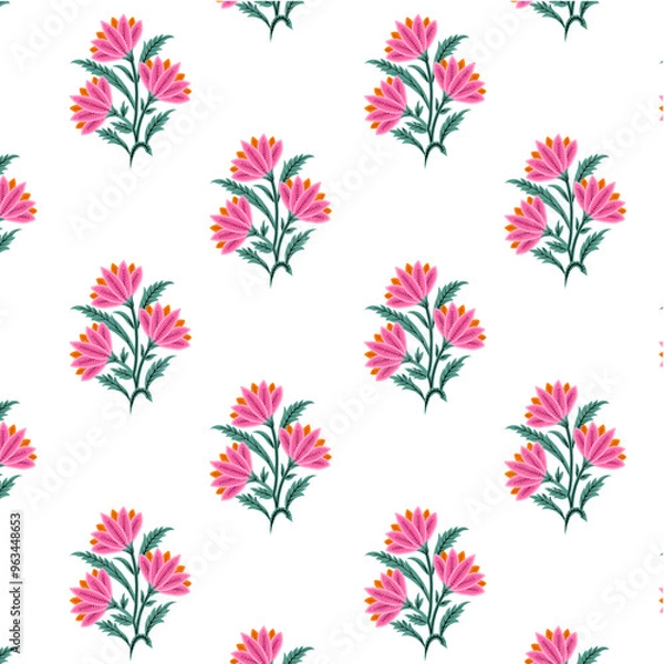 Obraz Indian boti seamless pattern with flowers