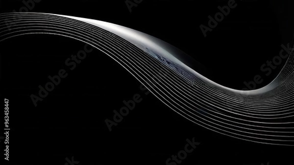 Obraz A sleek, abstract wave design on a dark background, emphasizing fluidity and movement.
