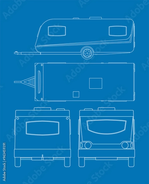 Obraz Caravan blueprint for graphic resource. Vector eps 10