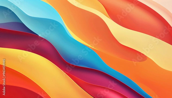 Fototapeta colorful 3d wave pastel background, like colored cardboards