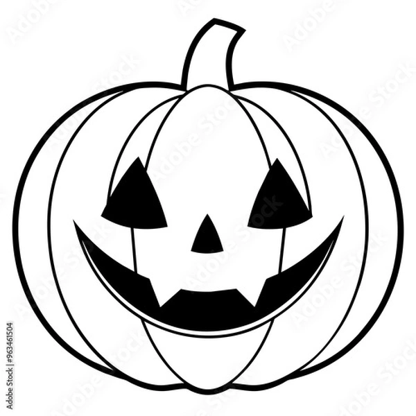 Fototapeta Halloween pumpkin scary jack o lantern line art vector illustration