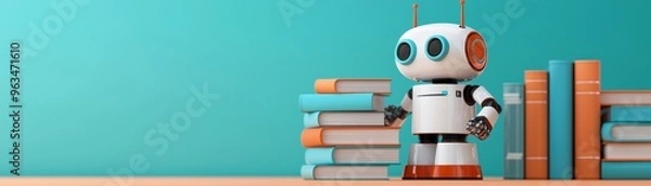 Fototapeta Digital Knowledge Hub: Search Engine Robots Organizing Virtual Library, Concept of Information Access.