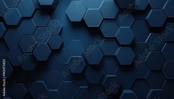 Fototapeta Abstract Hexagon Pattern in Deep Blue