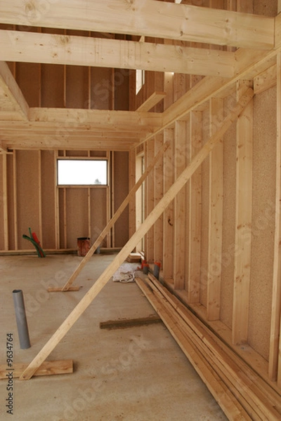 Obraz construction d'une maison en bois