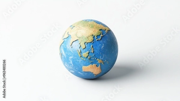 Fototapeta A globe depicting Earth, highlighting continents and oceans for educational purposes.