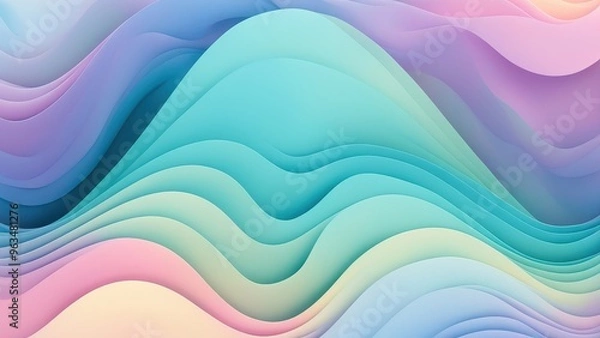 Fototapeta A smooth, colorful wave pattern with gradients in pastel hues.