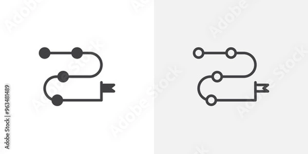 Fototapeta Roadmap icon in black filled and outlined style