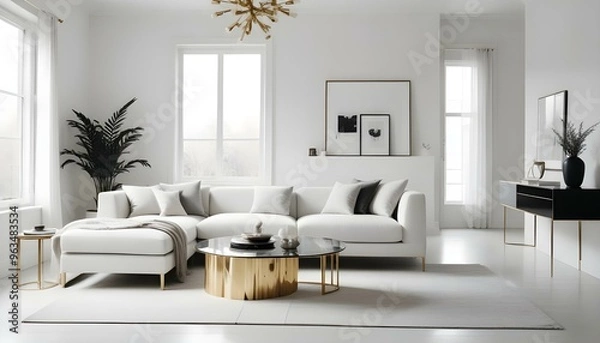 Obraz Photo interior modern design room 3d illustration