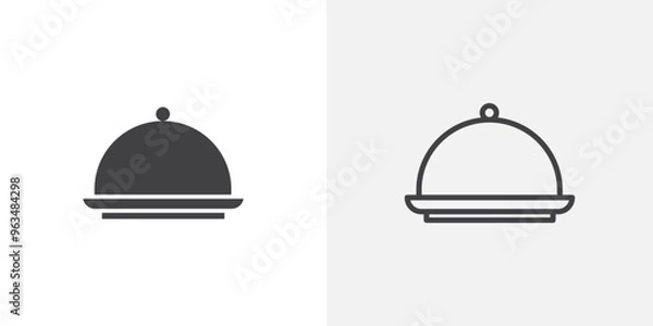 Obraz Food tray icon in black filled and outlined style
