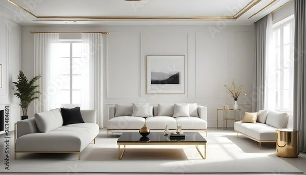 Obraz Photo interior modern design room 3d illustration