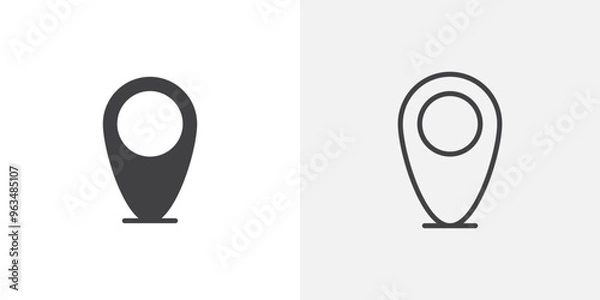 Fototapeta Map marker icon in black filled and outlined style