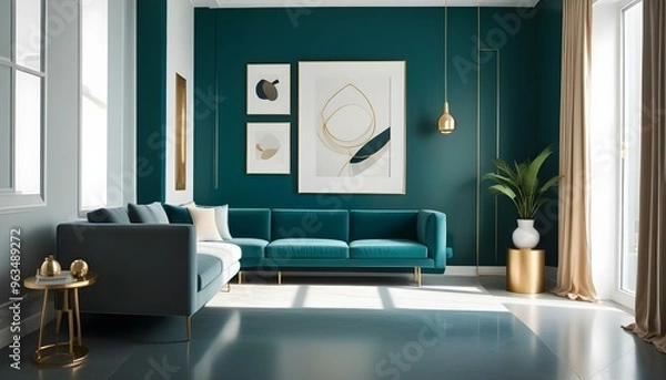 Fototapeta Photo interior modern design room 3d illustration