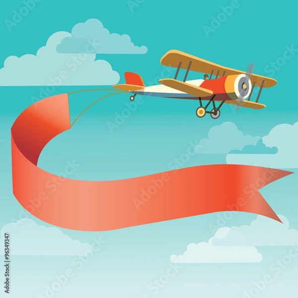 Obraz retro plane with banner