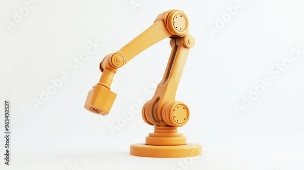 Fototapeta A stylized yellow industrial robot arm designed for automation and manufacturing tasks.