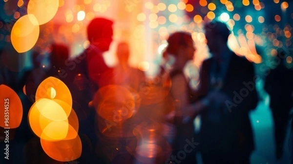 Obraz Professionals Networking at Vibrant Evening Event