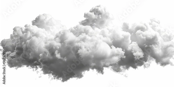 Fototapeta Clouds on White Background, AI generated illustration.