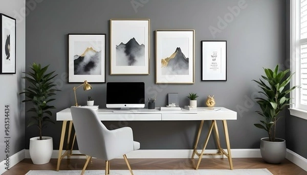Fototapeta Photo interior modern design room 3d illustration