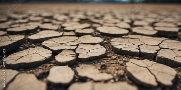Fototapeta Cracked and Split Earth After Severe Earthquake Showcases Nature s Powerful Force.