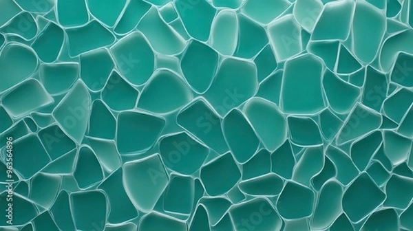 Fototapeta Teal Abstract Glass Texture With Smooth and Uneven Shapes Creating a Serene Visual Background