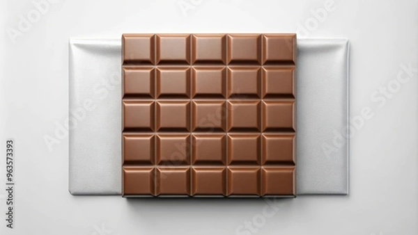 Fototapeta Milk chocolate bar in a plain, blank wrapper for product branding and packaging design