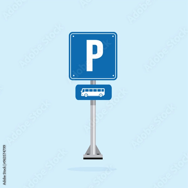 Obraz road sign icon, bus parking place. suitable for poster use and web icon