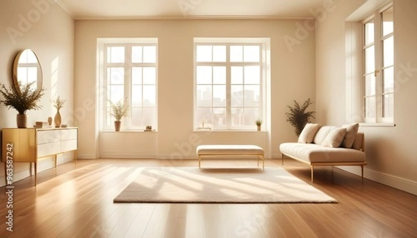 Fototapeta Photo interior modern design room 3d illustration;