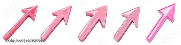 Fototapeta Pink arrows in various shades for direction and navigation symbols transparent background	