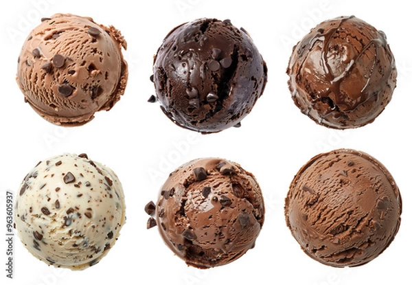 Obraz Ice cream chocolate chip collection top view isolated background