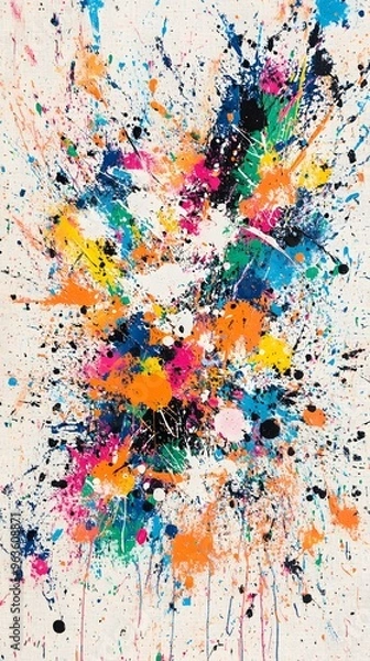 Fototapeta Colorful Ink Stains on White Background, Texture, Pattern Background, Wallpaper, Cover and Screen of Smartphone, PC, Laptop, 9:16 and 16:9 Format
