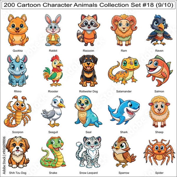 Fototapeta Cartoon Character Animals Collection Set of 200 Isolated Animals Part 9