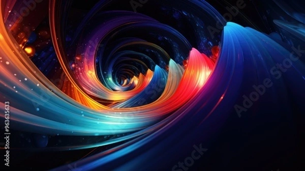 Obraz A swirling abstract background of vibrant colors and glowing lights. The colors blend and flow together, creating a sense of movement and energy.