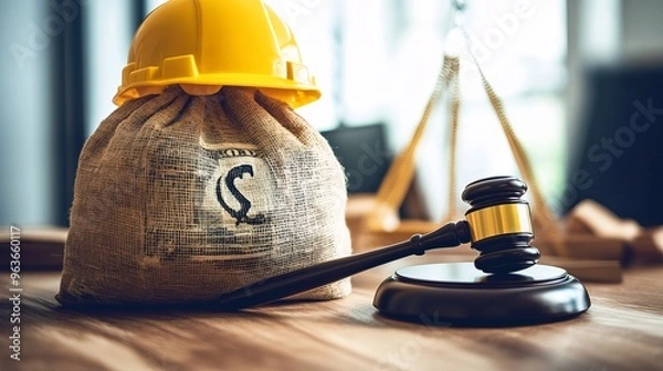 Fototapeta In-depth analysis of workers compensation and labor law: safety, legal claims, and financial settlements in the workplace