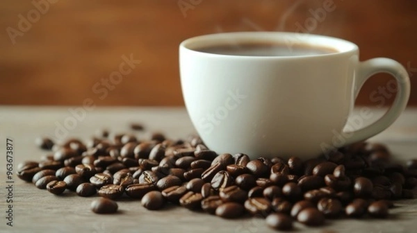 Obraz Freshly Brewed Coffee with Beans