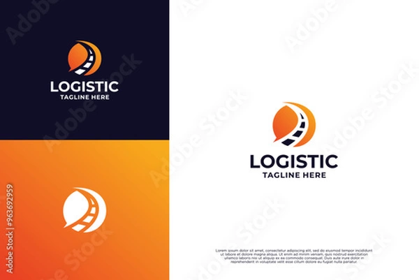 Fototapeta Global logistic logo design with walk and circle concept